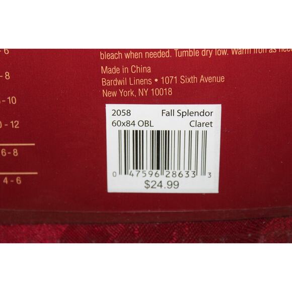 Fall Splendor Damask Claret Red Leaf Pattern Red Tablecloth Oblong 60 x 84 - Picture 3 of 3